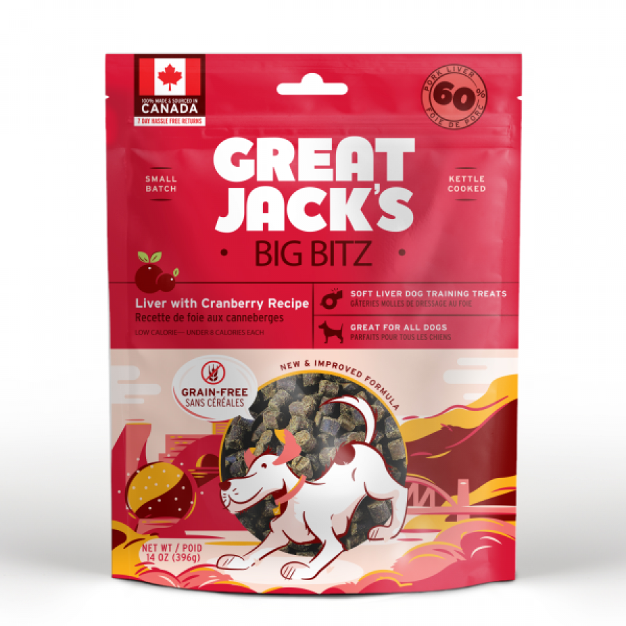 LocalID_70819 Canadian Jerky - Great Jack's GF LIVER & CRANBERRY Big Bitz Dog Treats - 396GM (14oz)