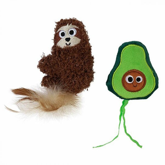 LocalID_65704 Mad Cat - Sloth-O-Cado Cat Toy - 8CM (3in) Tall - 2PK