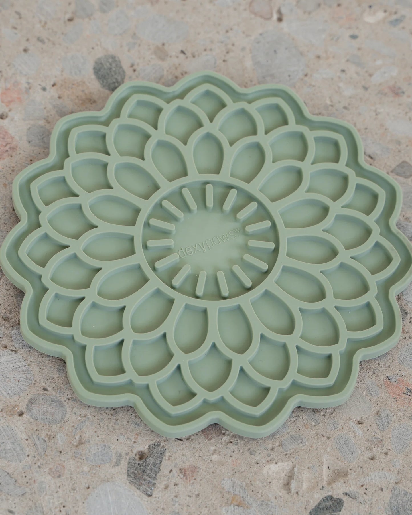 LocalID_70767 Dexypaws - Dog Enrichment Lick Mat Blooming Blossom - SAGE GREEN - 19.5CM (8in)