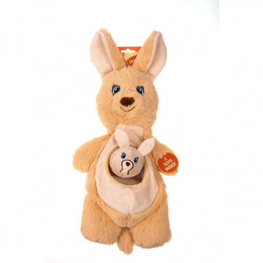LocalID_69372 Growl - Sidekicks Kangaroo Dog Toy - BROWN - 35.5CM (14in)