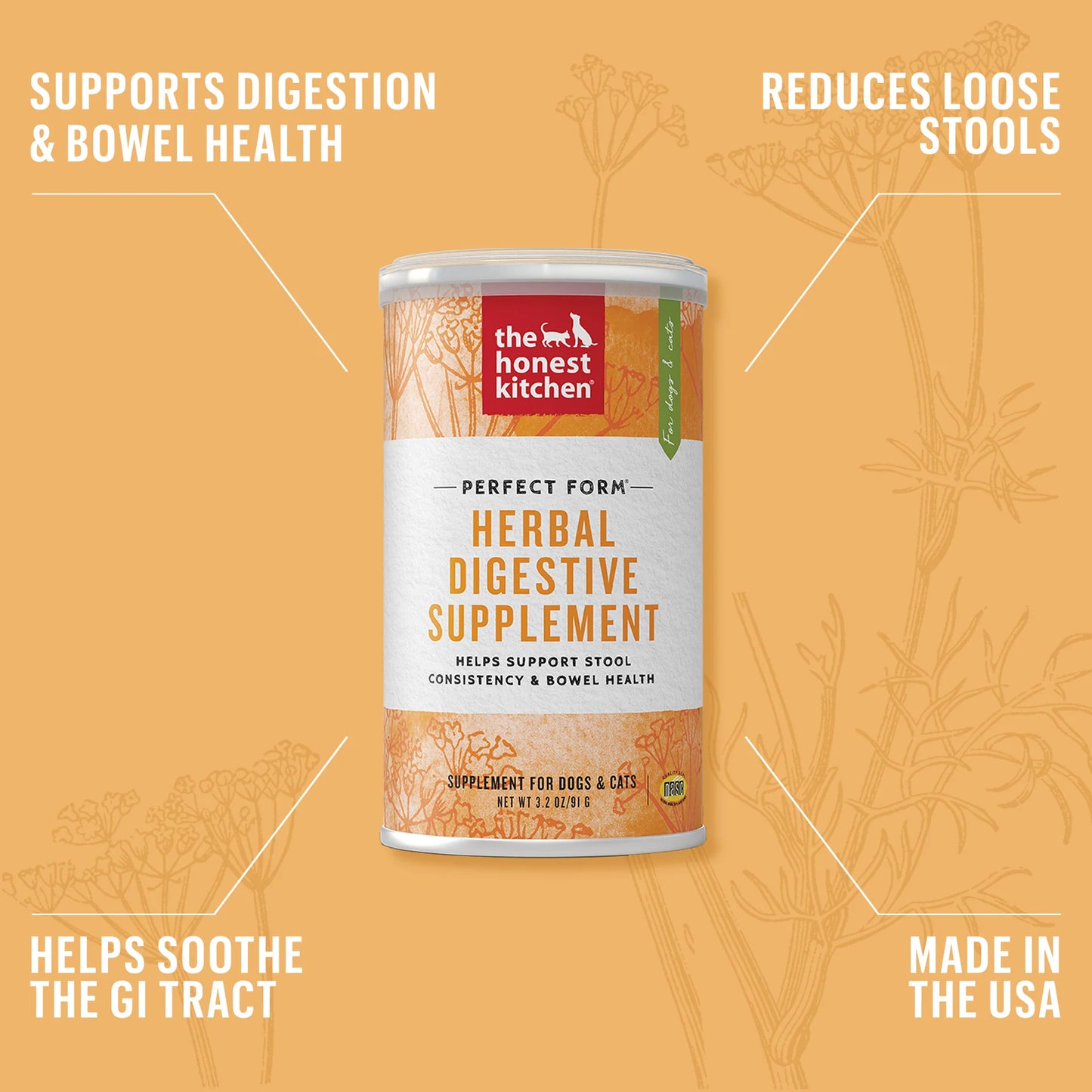 LocalID_68844 The Honest Kitchen - Perfect Form Herbal DIGESTIVE Supplement for Dog and Cat - 91GM (3.2oz)