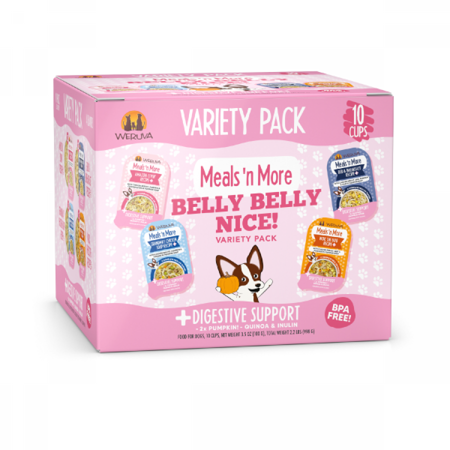 *S.O. - Up to 2 Week Wait* Weruva - Meals 'n More Belly Belly Nice! Variety Pack+ Wet Dog Food - 100GM (3.5oz) Cups - 10PK