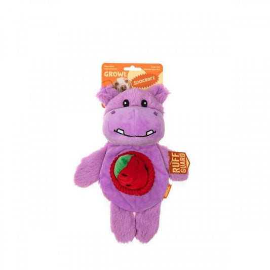LocalID_69393 Growl - Snackerz Hippo Dog Toy - PURPLE - 25CM (9.7in)