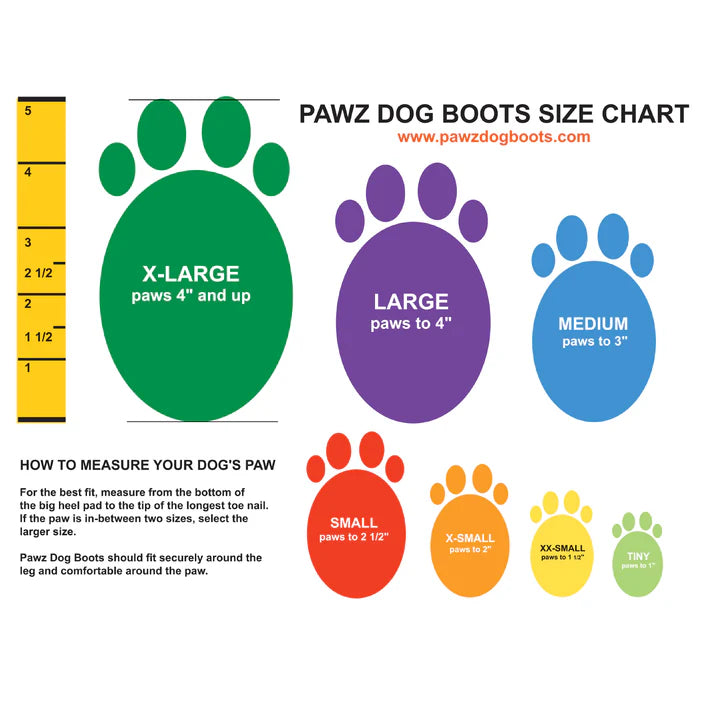 Pawz - Rubber Dog Boots - BLACK - TINY - Up to 2.5CM (1in) - 12PK
