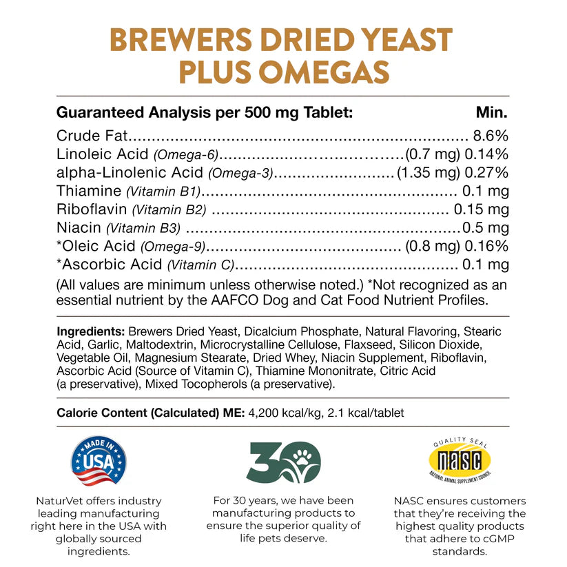 LocalID_70946 NaturVet - Brewers Yeast & Garlic with Omega - 250GM (8.8oz) - 500CT