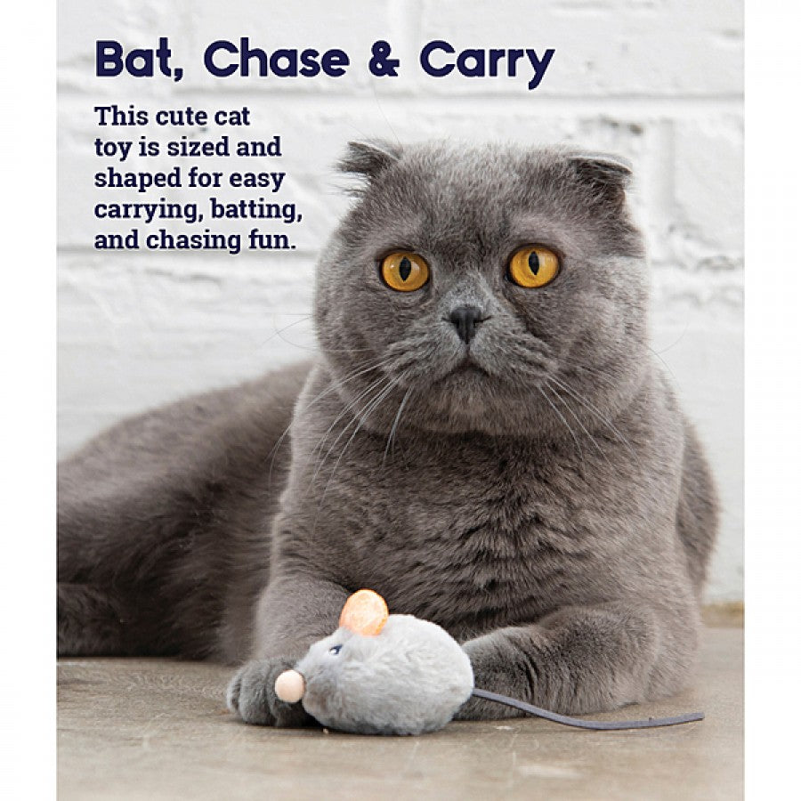 *DNR* Petstages - Squeak Squeak Mouse Cat Toy - GREY - 7CM (3in)