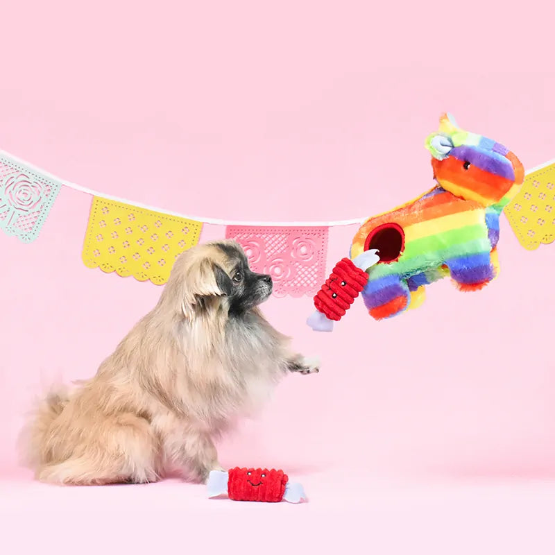 LocalID_70110 Zippy Paws - Burrow Squeaker Toy Rainbow Pinata Dog Toy - 31CM (12in)