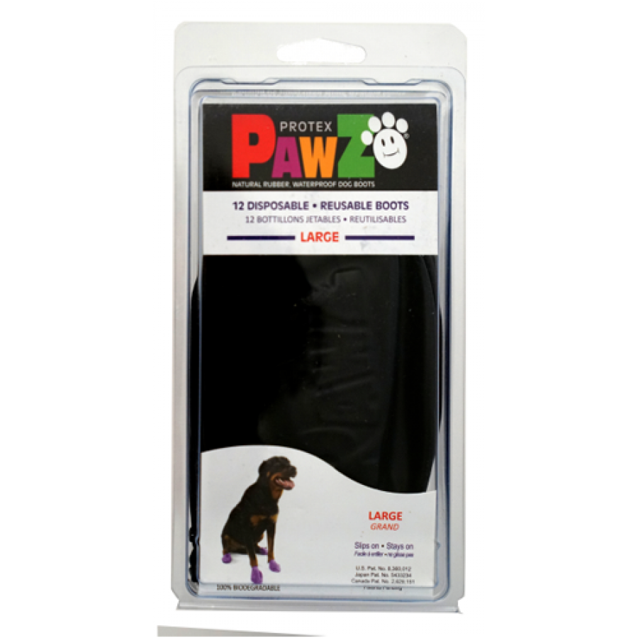 LocalID_38569 Pawz - LARGE Rubber Dog Boots - BLACK - 12 pk - Up to 10CM