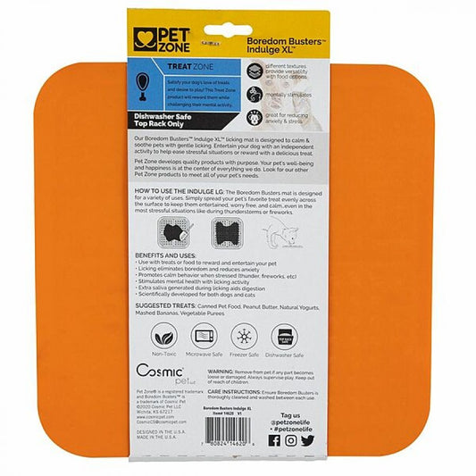 *DISC* Pet Zone - Boredom Busters Indulge Lick Mat - ORANGE - XLARGE - 28CM (11in)