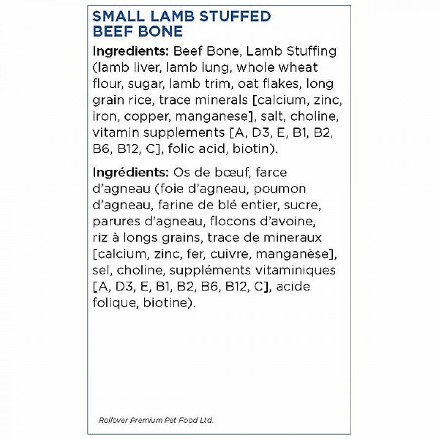 LocalID_68954 Rollover - Stuffed Bone LAMB AND RICE Dog Chew - SMALL - 10-15CM (4-6in)