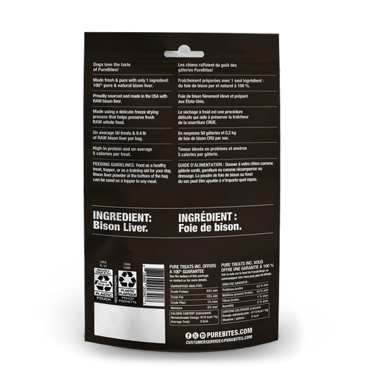 LocalID_68802 Purebites - Freeze Dried WILD BISON LIVER Dog Treat - 60GM (2.1oz)