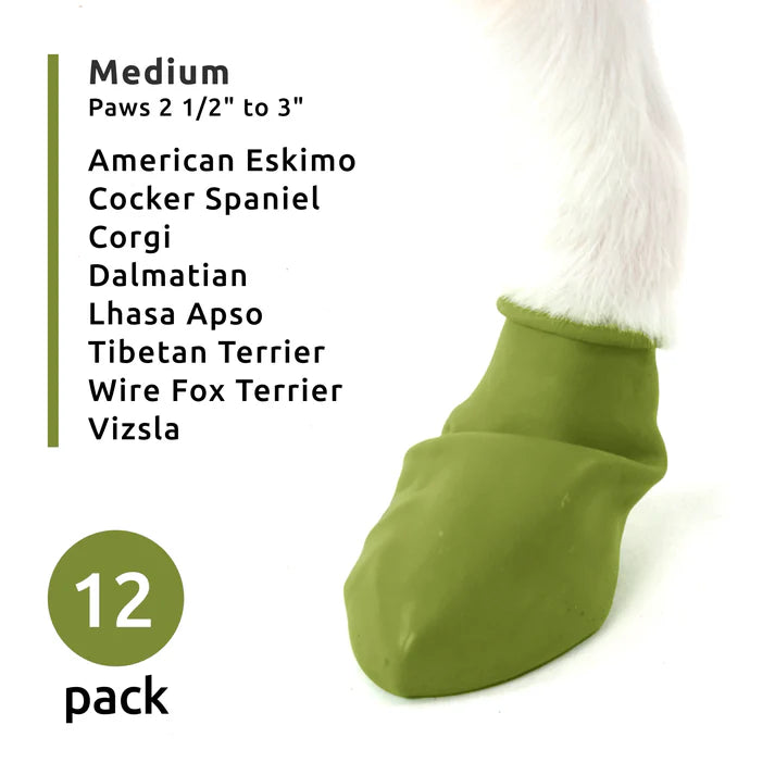 Pawz - Rubber Dog Boots - BLACK - MEDIUM - Up to 7.5CM (3in) - 12PK