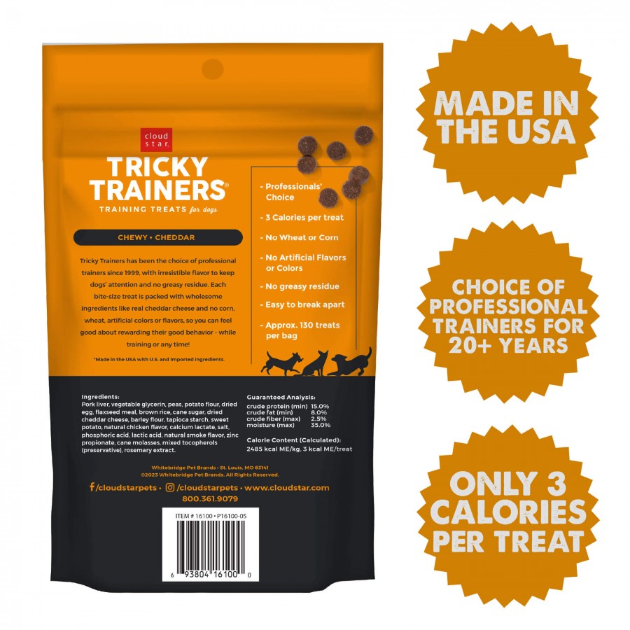 LocalID_67978 Cloud Star - Chewy Tricky Trainer CHEDDAR Dog Treat - 142GM (5oz)