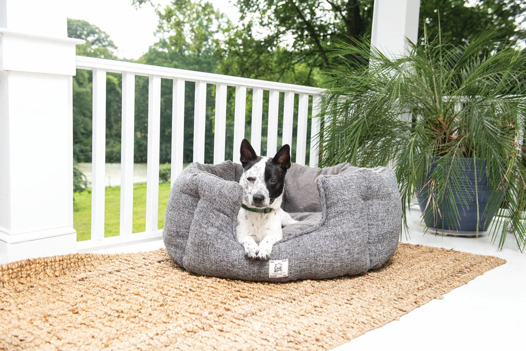 LocalID_66162 Dog Gone Smart - Chill Kuzzi FIR Round Bed - GREY - 91.5 x 91.5 x 38CM (30x30x13in)