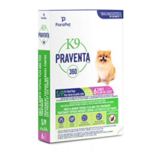 LocalID_71629 Parapet - K9 Praventa 360 Flea & Tick Treatment - Small Dogs up to 4.5 kg - 6 Tubes