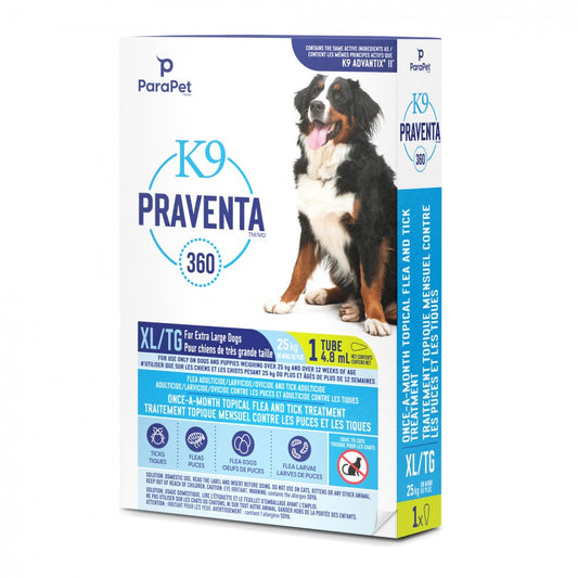 LocalID_71262 Parapet - K9 Praventa 360 Flea & Tick Treatment - XLARGE Dogs over 25KG - 1 Tube