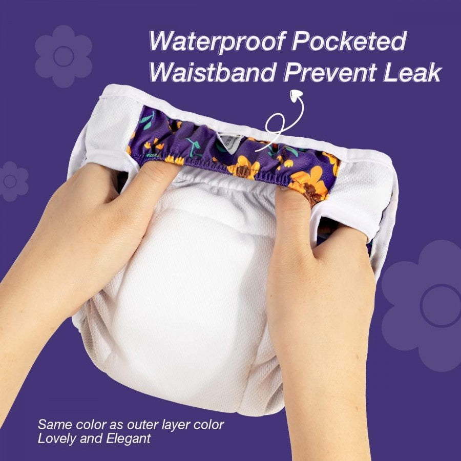 LocalID_67947 Pet Soft - Washable Female Diapers - CUTE FLOWER - SMALL - 25.4-35.56CM (10-14in) waist - 3PK