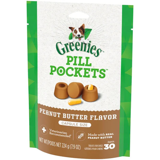 LocalID_68315 Greenies - Canine Pill Pockets PEANUT BUTTER Dog Treat - 224GM (7.9oz) - 30 Caps