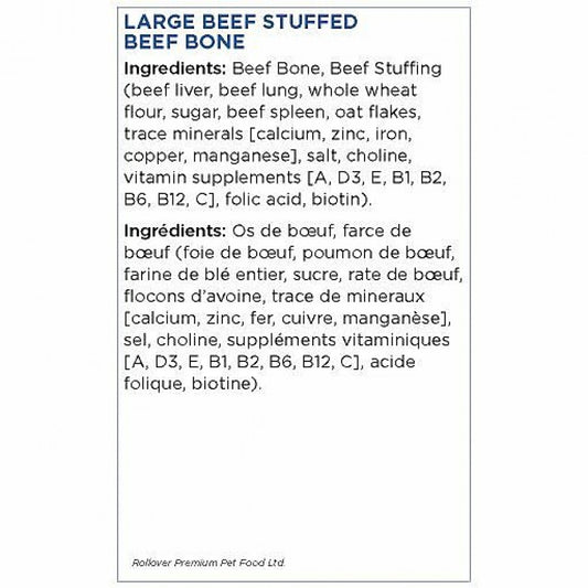 LocalID_68940 Rollover - Stuffed Bone BEEF Dog Chew - LARGE - 20-25CM (8-10in)