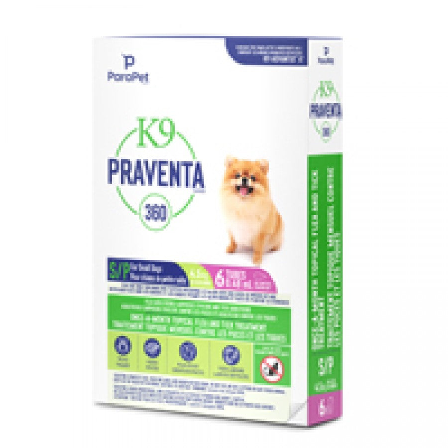 LocalID_71628 Parapet - K9 Praventa 360 Flea & Tick Treatment - Small Dogs up to 4.5 kg - 6 Tubes