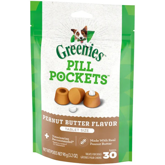 LocalID_68323 Greenies - Canine Pill Pockets PEANUT BUTTER Dog Treats - 91GM (3.2oz) - 30 Tabs