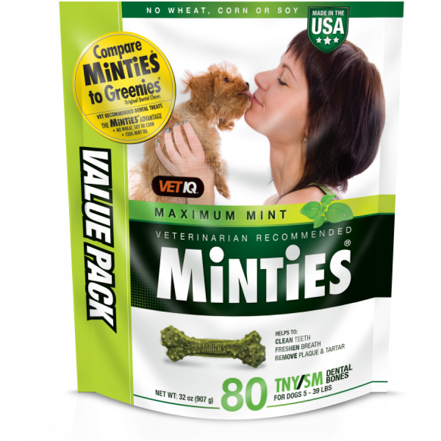 LocalID_69600 VetIQ - Minties Maximum MINT DENTAL Bones Dog Treat - TNY/SM - 907GM (32oz) - 80CT