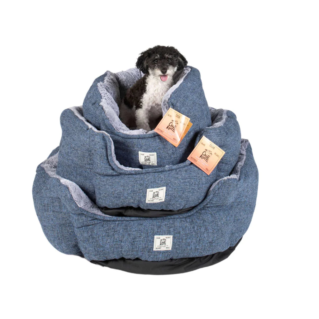 LocalID_66163 Dog Gone Smart - Chill Kuzzi FIR Round Bed - GREY - 91.5 x 91.5 x 38CM (30x30x13in)