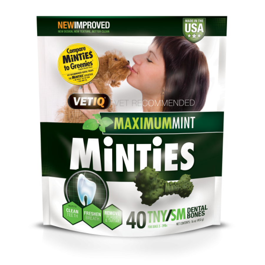 LocalID_69599 VetIQ - Minties Maximum MINT DENTAL Bones Dog Treat - TNY/SM - 453GM (16oz) - 40CT