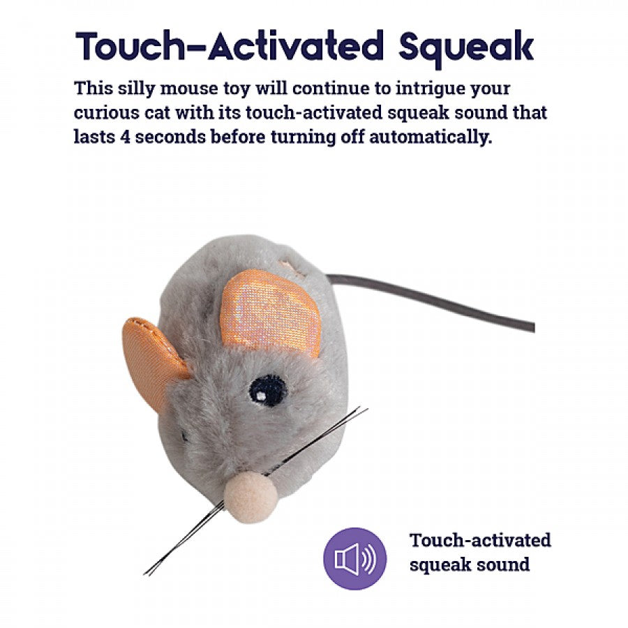 *DNR* Petstages - Squeak Squeak Mouse Cat Toy - GREY - 7CM (3in)