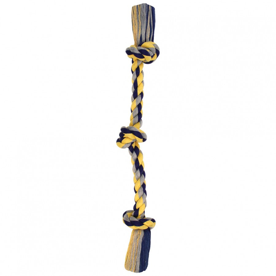 LocalID_55678 Mammoth Pet Products - Cotton Rope Tug 3 Knot Colored Small Dog Toy - 38CM (15in)