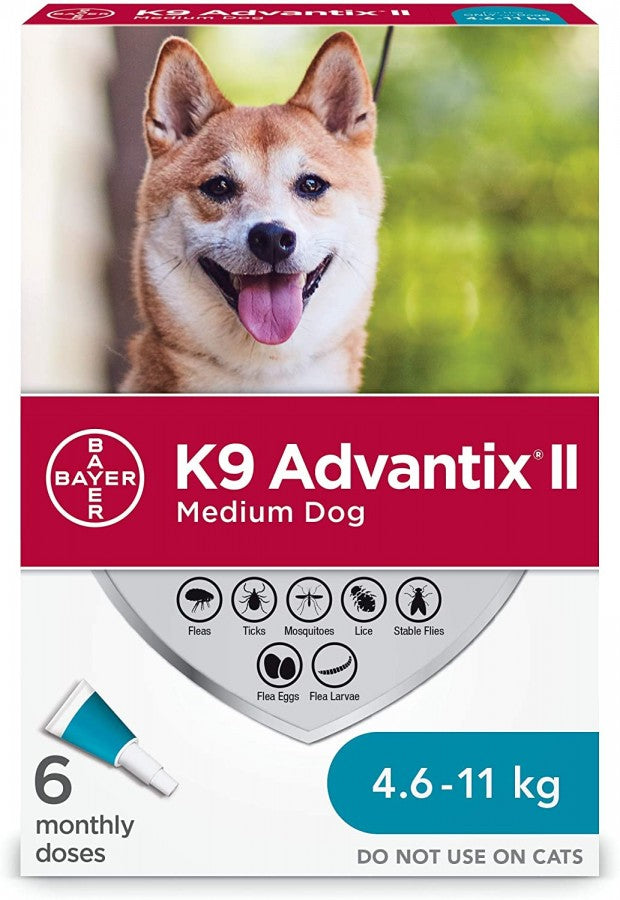 LocalID_49354 Bayer - K9 Advantix® II Medium Dog Once-A-Month Topical Flea & Tick Treatment - 4.6 to 11 kg - 6 Doses