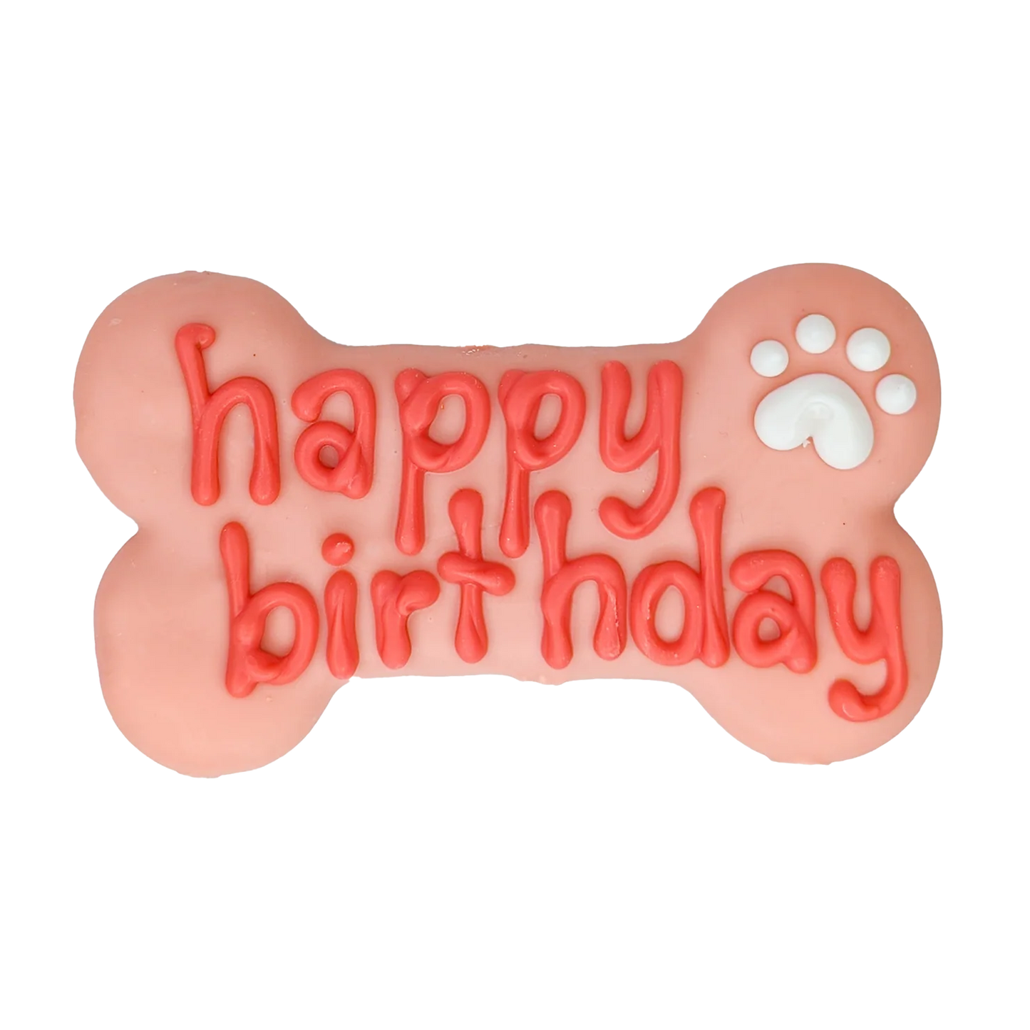Bosco and Roxy's - HAPPY BIRTHDAY BONE Dog Treat - PINK - BIRTHDAY - 15CM (6in) (BULK)