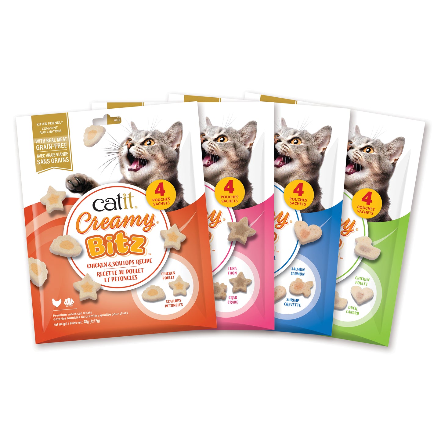 Catit - Creamy Bitz Soft Cat Treats - CHICKEN and DUCK Recipe - 48GM (1.7oz) - 4PK