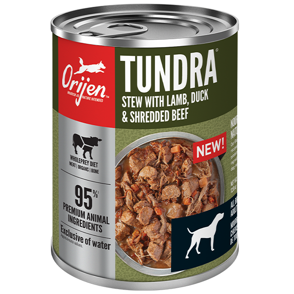 Champion Foods - Orijen - Tundra Stew Recipe with Shredded BEEF, DUCK & LAMB Wet Dog Food - 363GM (12.8oz)