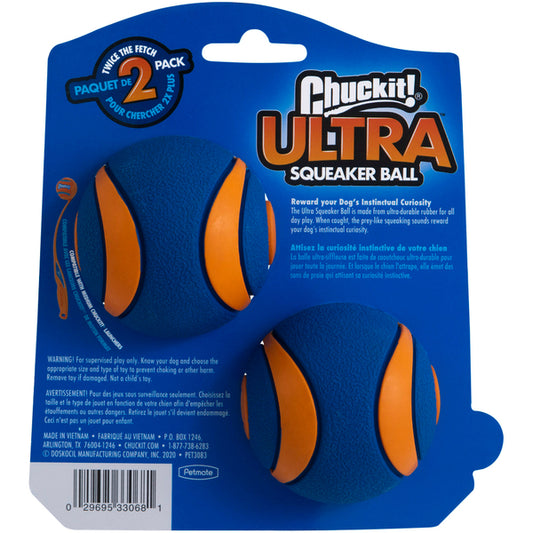 Chuckit! - Ultra Squeaker Ball Dog Toy - MEDIUM - 6.5CM (2.5in) - 2PK
