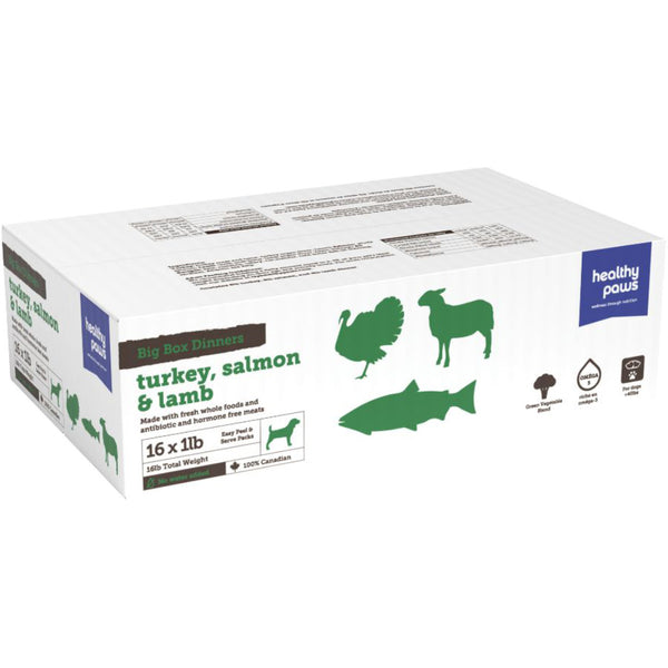 Healthy Paws - Frozen - Big Box Dinner VP TURKEY, SALMON, and LAMB Dog Food - 16LB