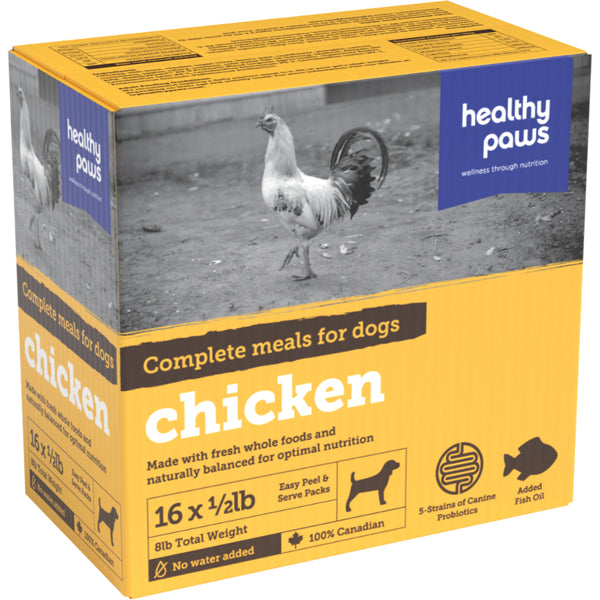 Healthy Paws - Frozen - Complete Dinner CHICKEN Dog Food - 8LB