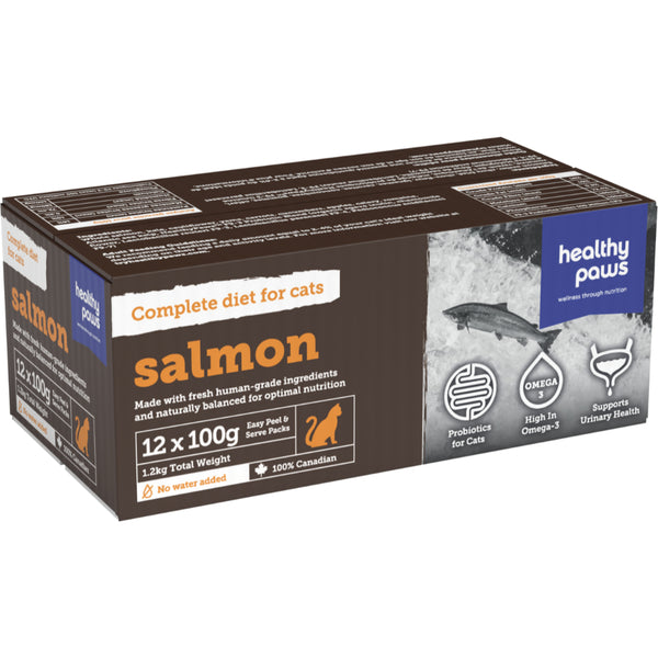 Healthy Paws - Frozen Complete Dinner SALMON Raw Cat Food - 12/100GM