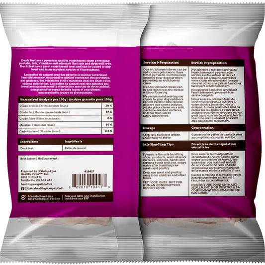 Healthy Paws - Frozen Enrichment Raw DUCK Feet - 454GM (1lb)