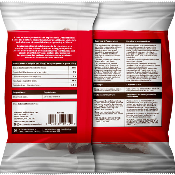 Healthy Paws - Frozen Recreational BEEF Neck Bone - LARGE - 1PK