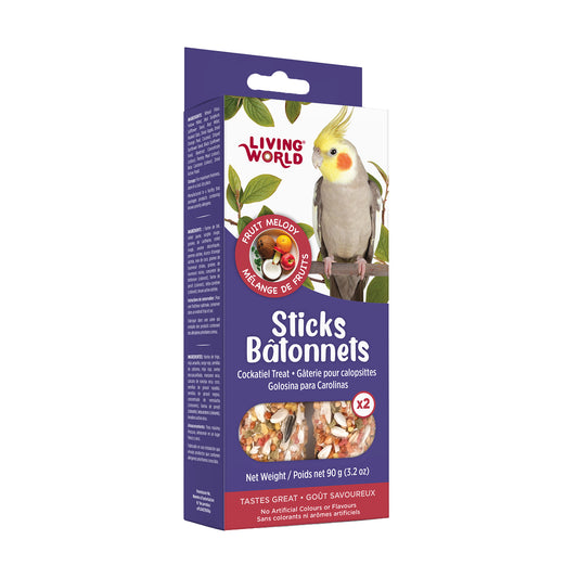 Living World - Sticks - Cockatiel Treat - Fruit Melody - 90GM (3.2oz) - 2PK