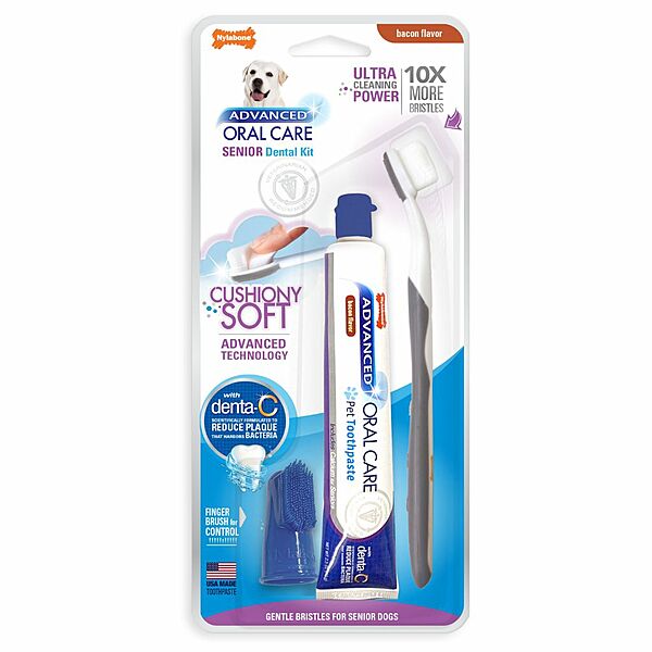 *PREORDER* Nylabone - Advanced Oral Care Soft Bristle Dental Kit - SENIOR - 70GM (2.5oz)
