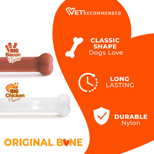 *PREORDER* Nylabone - Dura Chew BACON & CHICKEN Dog Chew - GIANT - 20CM (8in) - 2PK