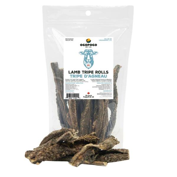 Ogopogo Pet - LAMB Tripe Rolls Dog Treat - 18PK