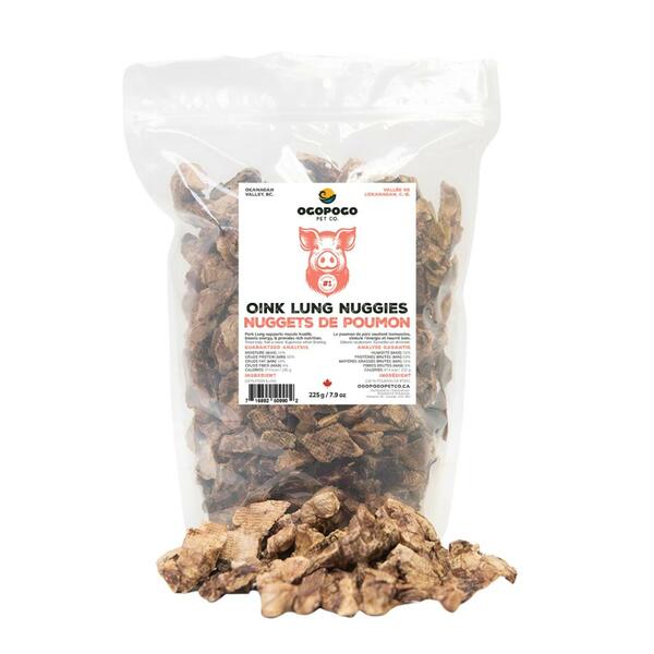 Ogopogo Pet, Oink Lung Nuggies Dog Treat, 225GM (7.9oz)