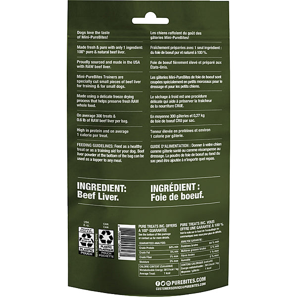 Purebites, Trainers BEEF LIVER Mini Dog Treat, 85GM (3oz)