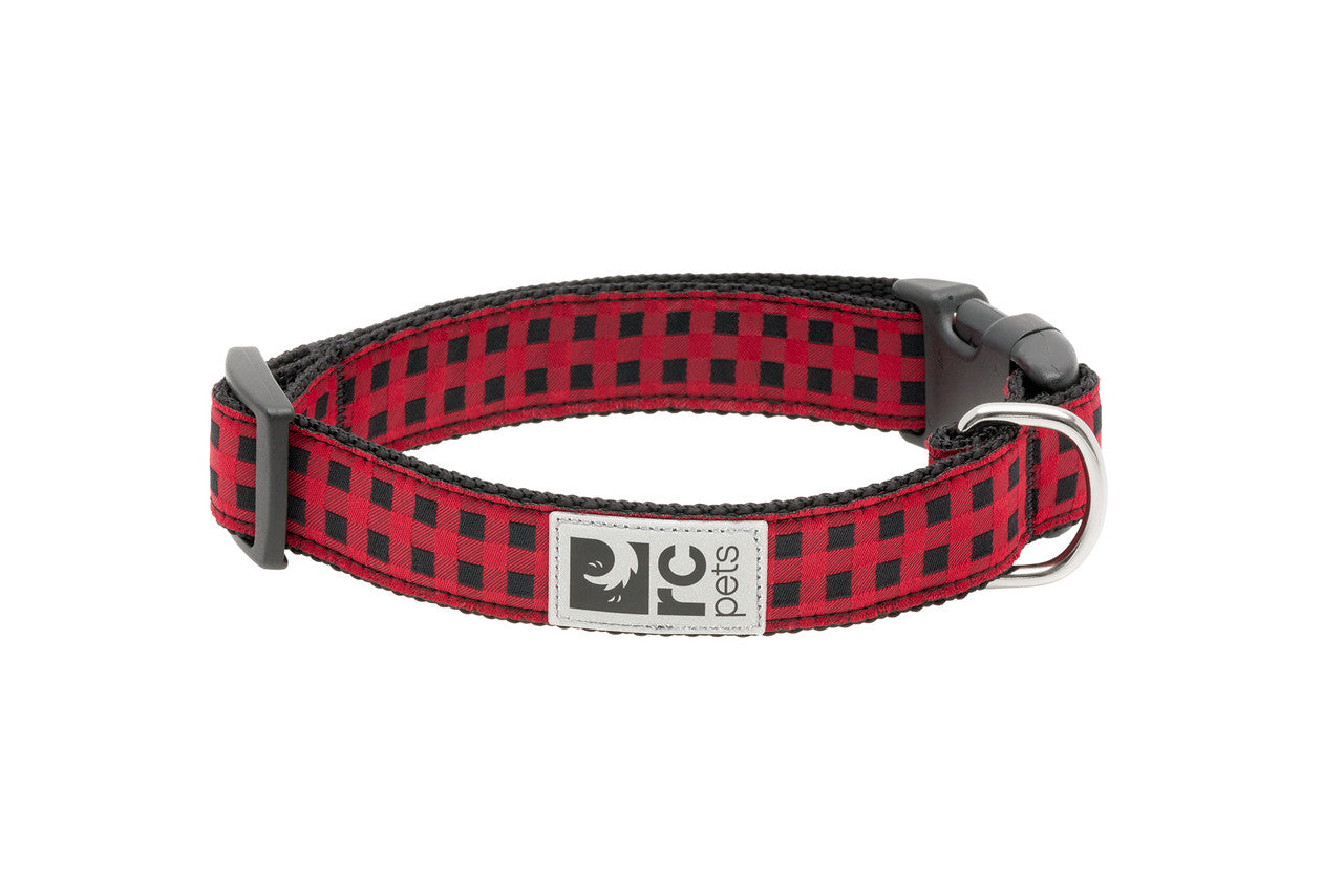 RC Pets - Clip Collar - RED BUFFALO PLAID - SMALL - 0.7in x 9-13in