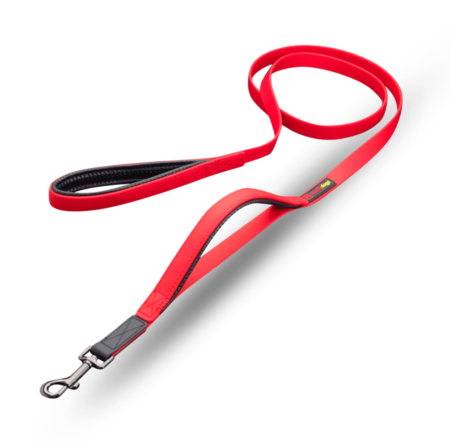 Smellydogz - Double Handle Lead - RED - 2CM (0.75in) Width - 183CM (6ft)