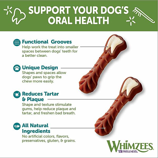 Whimzees - Brushzees Dog Chew - LARGE - 360GM (12.7oz) - 6PK