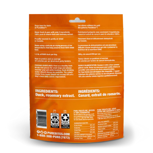 LocalID_68798 PureBites - Air Dried DUCK JERKY Dog Treats - 156GM (5.5oz)